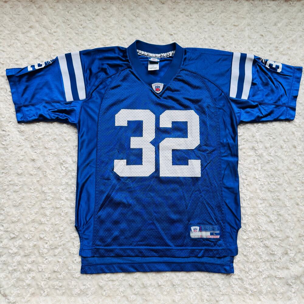 NFL Indianapolis Colts Edgerin James 32 Reebok Kid Blue Footbal Jersey Large VTG